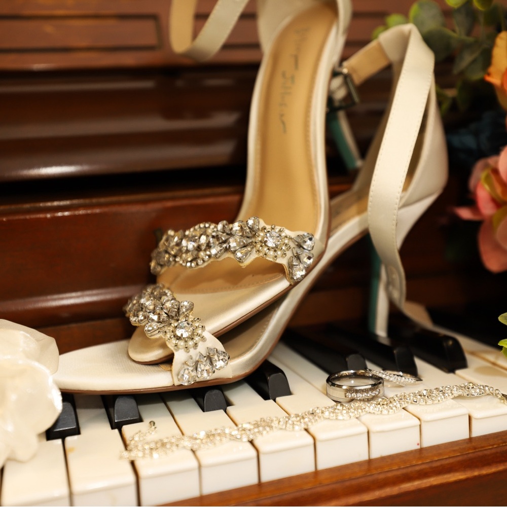 Betsey Johnson Crystal Embellished Sandal Heel